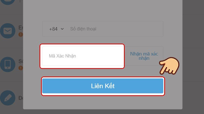 Nhập mã này vào ô và chọn Liên kết là hoàn tất.