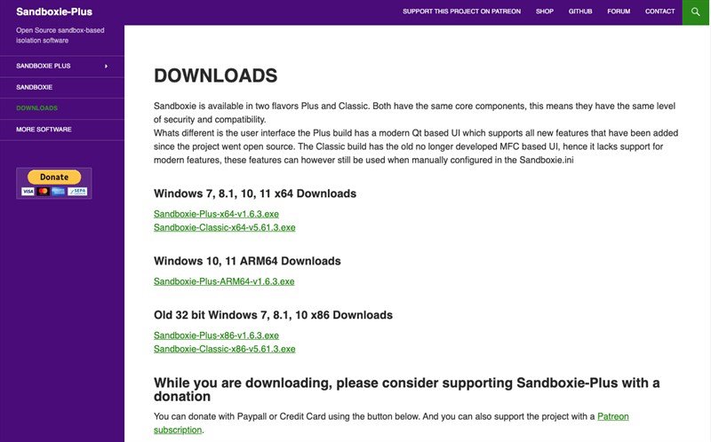 Vào web Sandboxie tải và tiến hành cài đặt phần mềm Sandboxie về máy.